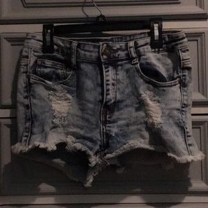 Acid wash shorts